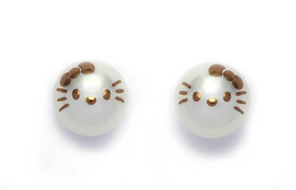 Hello Kitty and Mimmy<br>pierced earrings<br>K18WG